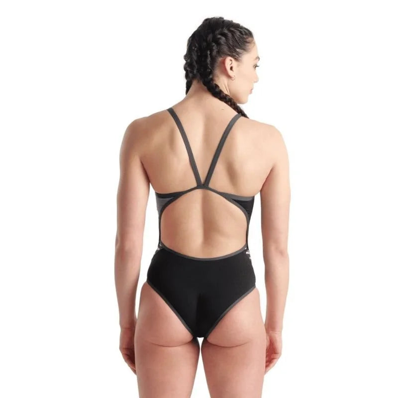 Womens Team Pro Solid One Piece Swimsuit-Black mix color